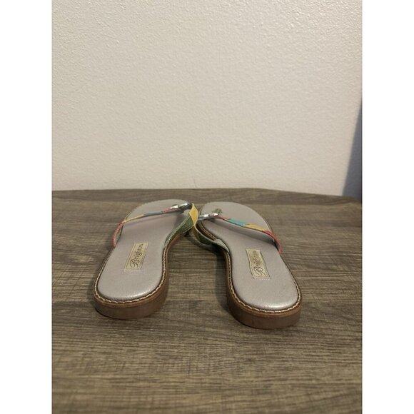Brighton Orla Sandals Thong 7.5 Patchwork Leather Multicolor Heart With Box* - Picture 7 of 10